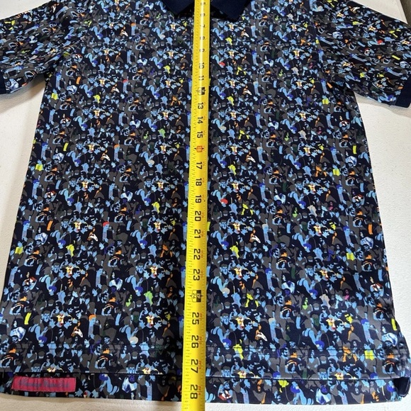 Robert Graham Polo Shirt Mens Large Amaro Short Sleeve Blue Floral / Paisley S - Picture 7 of 10